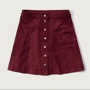 Abercrombie & Fitch Button Up Burgundy Suede Skirt